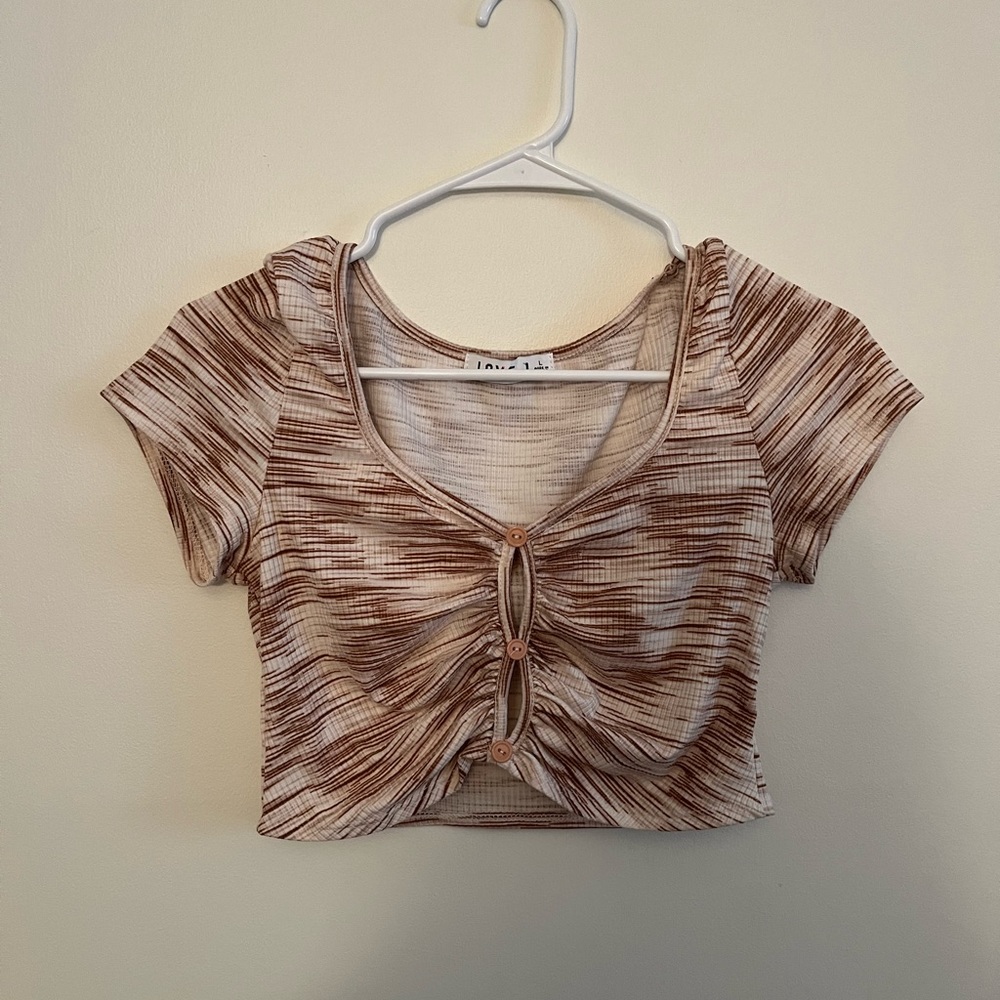 Brown and White Crop Top Size Large Women’s